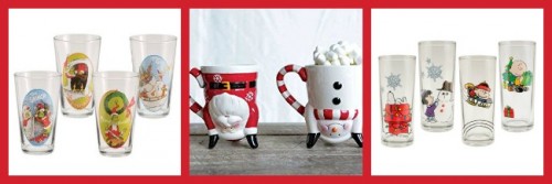 Amazon â€“ Christmas kohls Snowman  of Handstand 4 runner Glasses Set and Santa christmas table