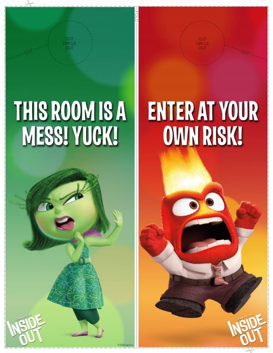 free inside out disguest and anger door hanger
