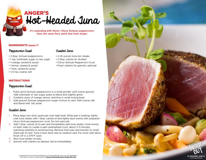 inside out party recipes Hot Headed Tuna recipe card