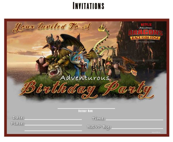 Dragons Race to the Edge Party Invitations