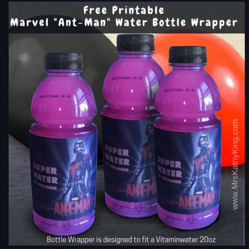 Free Printable Marvel Ant-Man Vitamin Water Bottle Wrapper