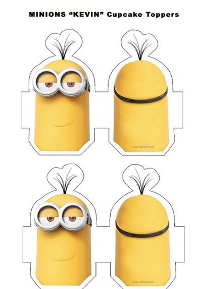 Minions kevin cupcake toppers