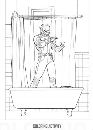 free antman printable coloring activity bathtub scene