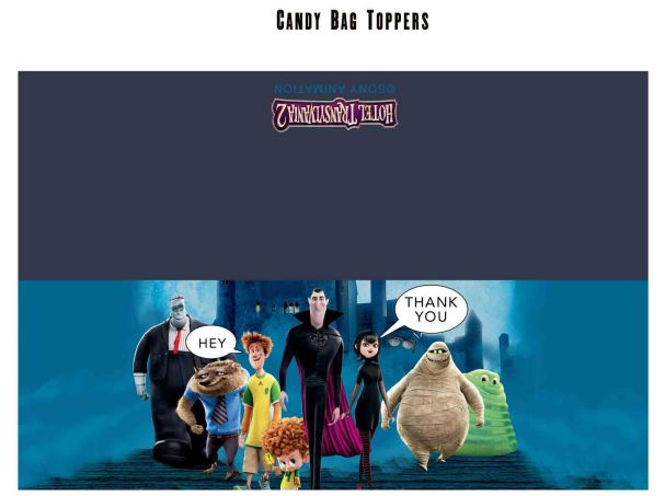 Hotel Transylvania 2 printable party decorations goodie bag topper