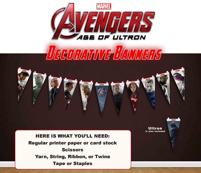 Avengers Age of Ultron printable Decorative Banner