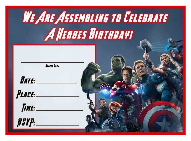 Avengers Age of Ultron printable birthday invitation