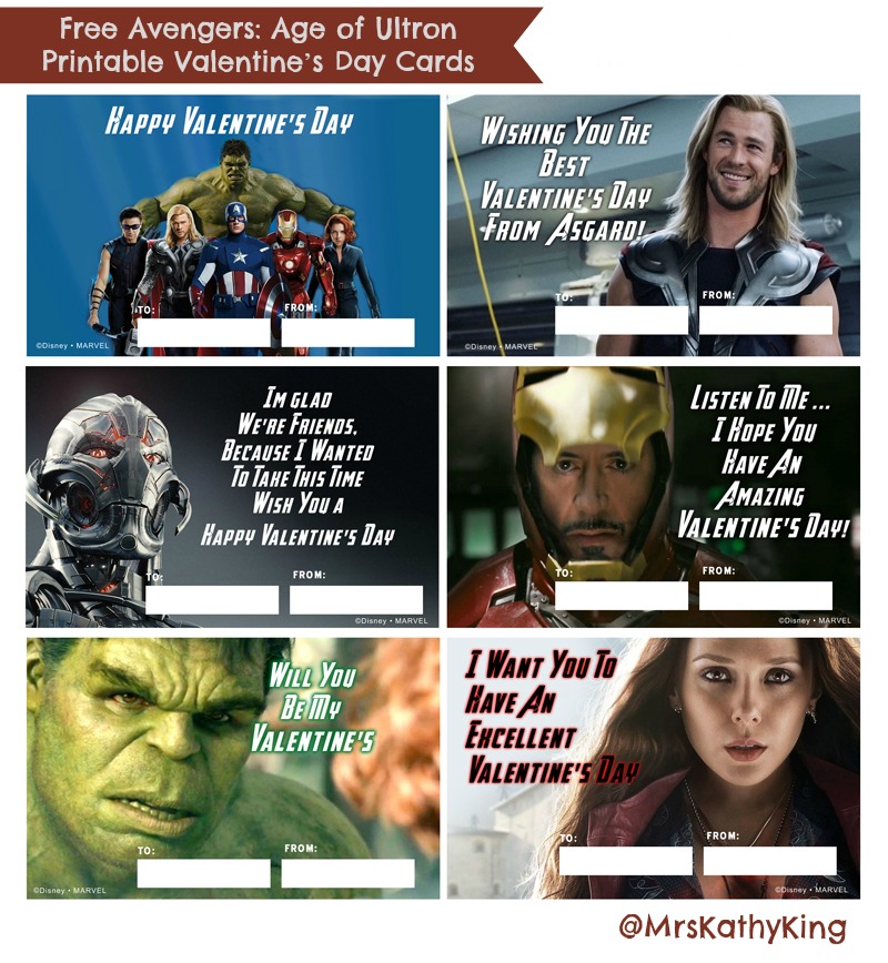Free Avengers Age of Ultron Printable Valentines Day Cards