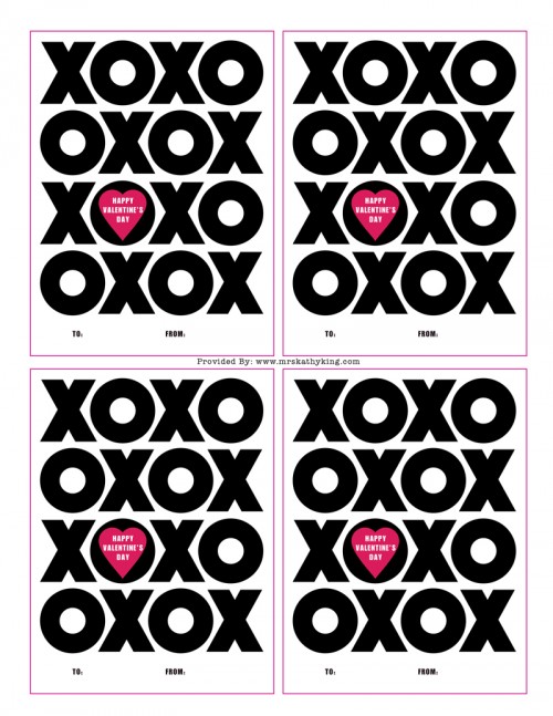 Free XOXO Valentine’s Day Card
