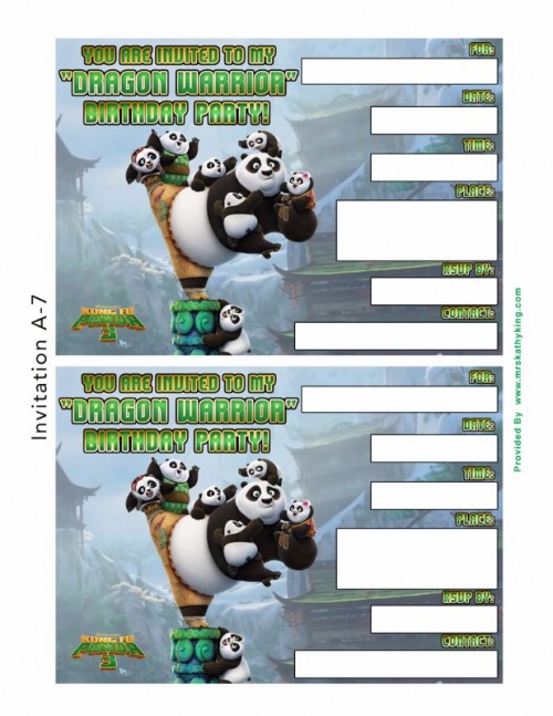 Free Kung Fu Panda 3 Birthday Invitation Templates #KungFuPanda3