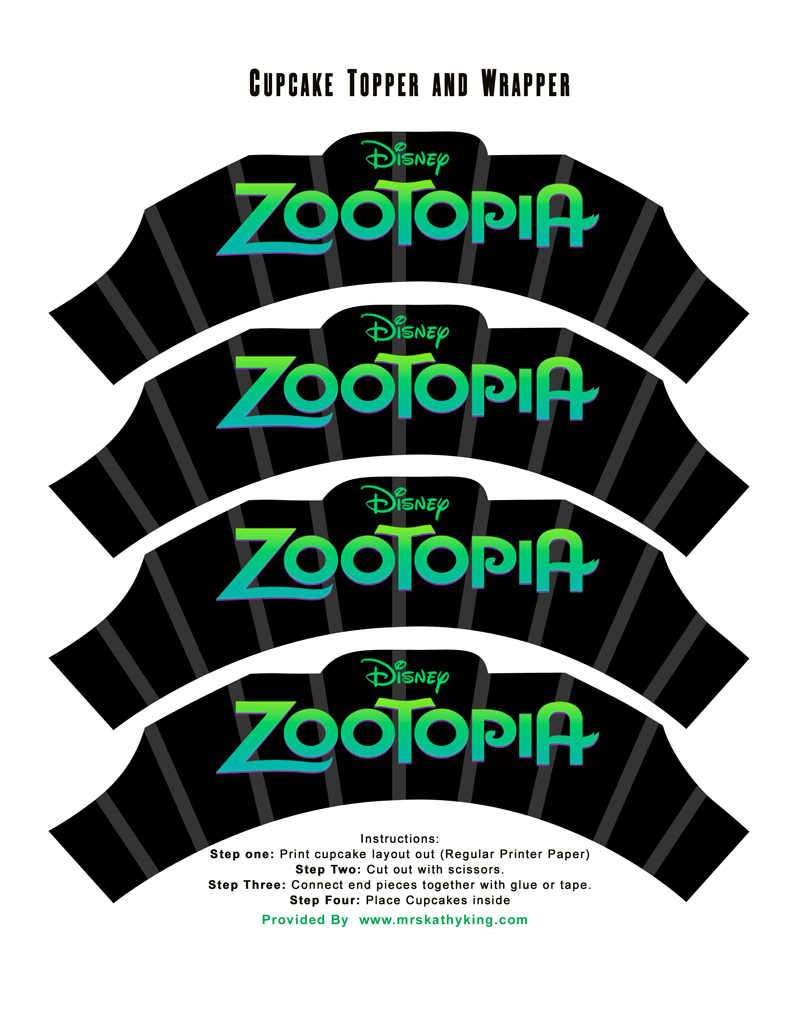 ZOOTOPIA PRINTABLE BIRTHDAY PARTY DECORATIONS Gazelle CupCake Toppers 800 CupCake Wrappers 800