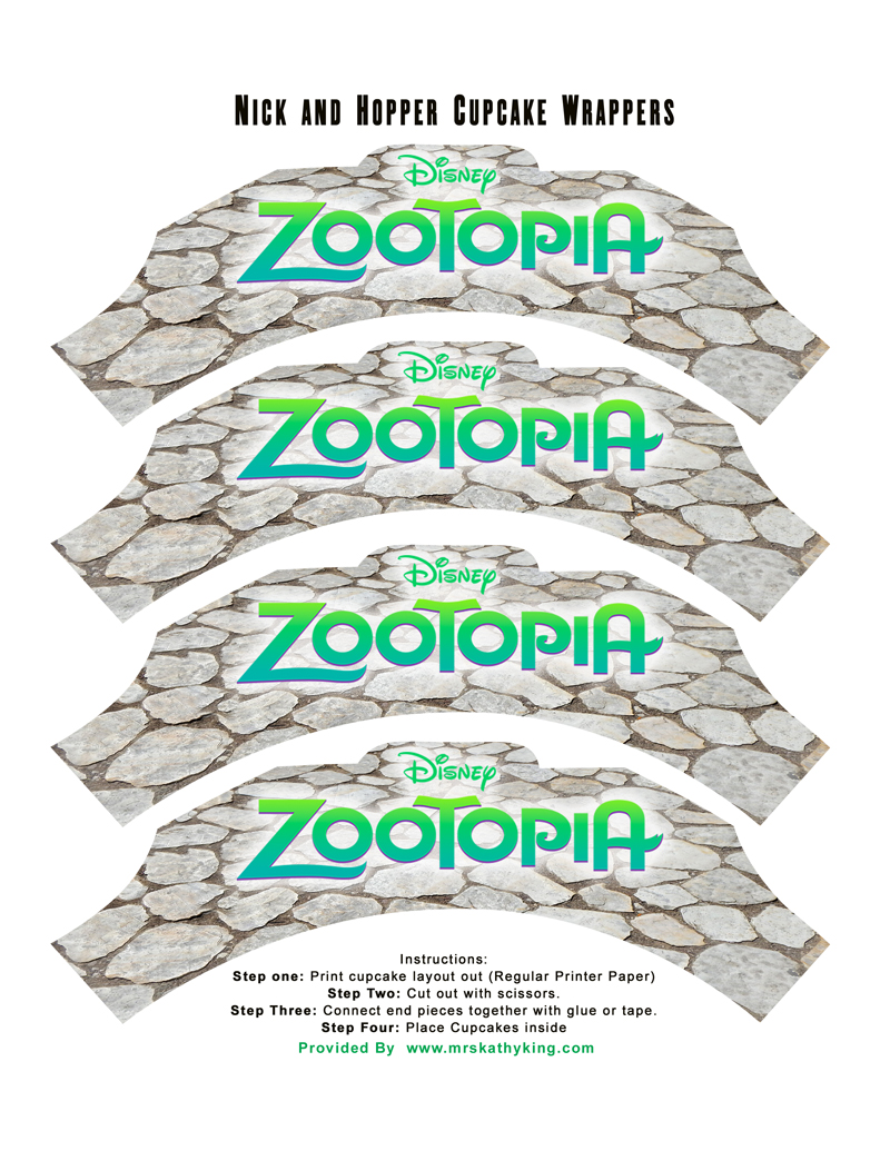 ZOOTOPIA PRINTABLE BIRTHDAY PARTY DECORATIONS Nick Wilde and Judy Hopper CupCake Wrappers 800