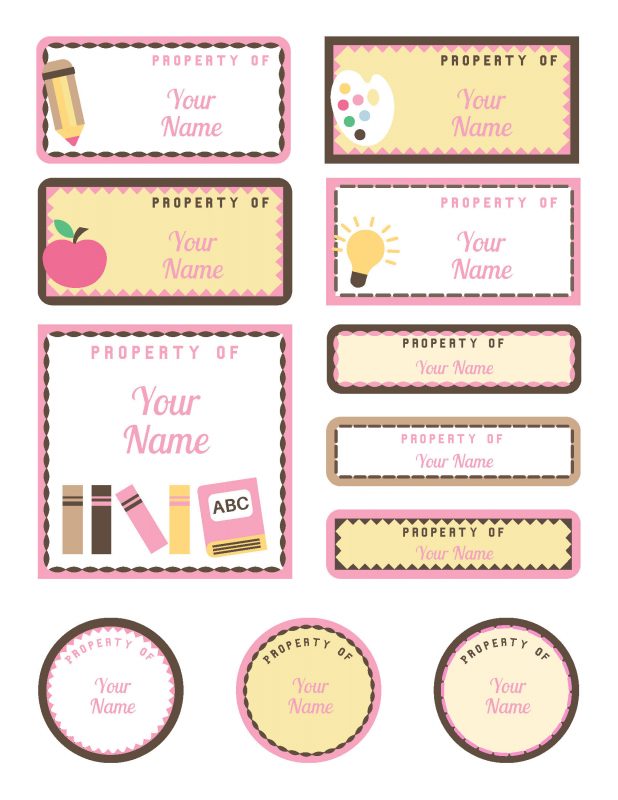 free Back To School printable Supply Labels`
