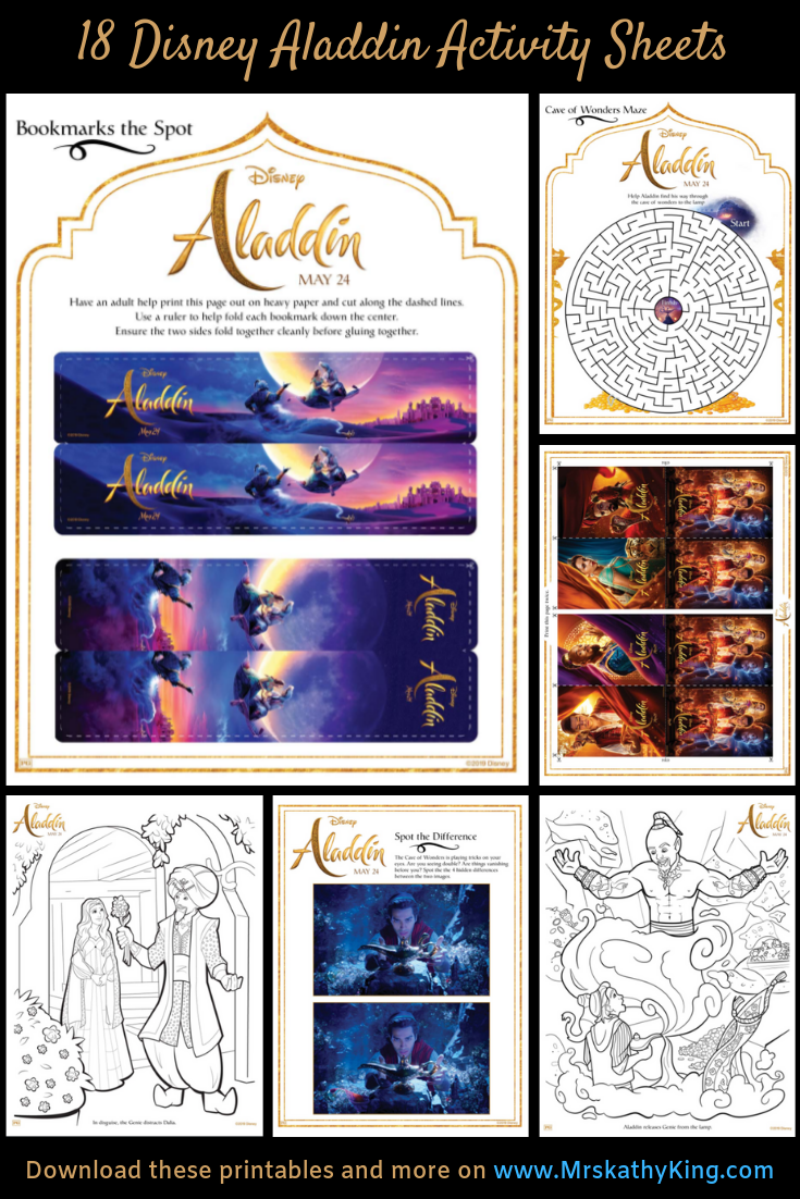 18 Printable Disney Aladdin Activity Sheets