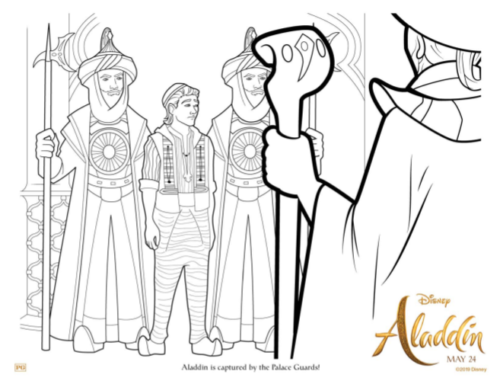 Aladdin Captured by Palace Guards Coloring Sheet