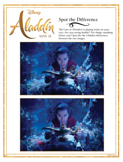 Aladdin Spot The Difference Activity Sheet 1 activity sheet